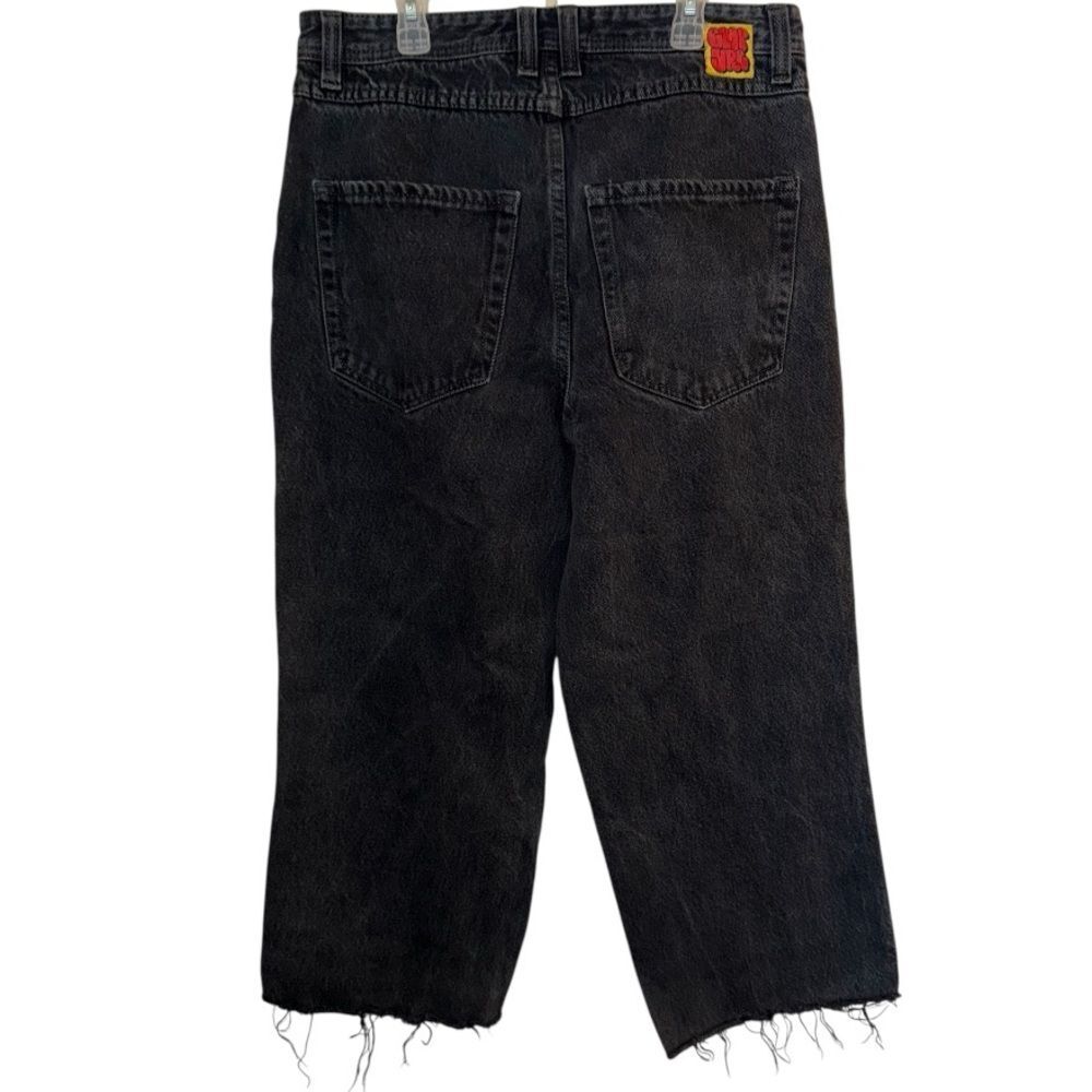Skate Jeans Black Size 30 Distressed Fringe Raw Edge Early Grunge Style - Picture 5 of 11